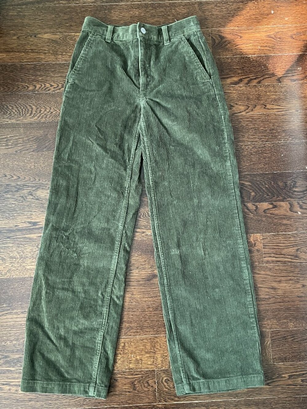 TNA Aritzia Khaki Green Wide leg Ripcord Corduroy Pants-Size 00